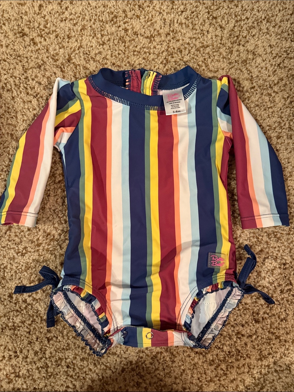 Ruffle Butts Multi-Color Stripe Long Sleeve Rashguard